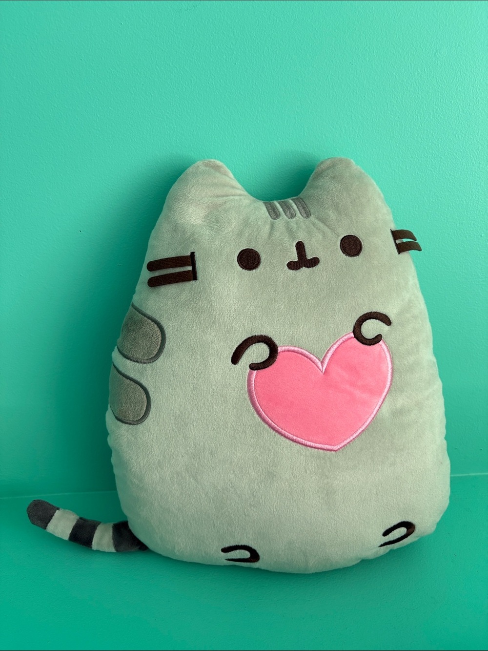 Pusheen Plush Cat Holding Pink Heart